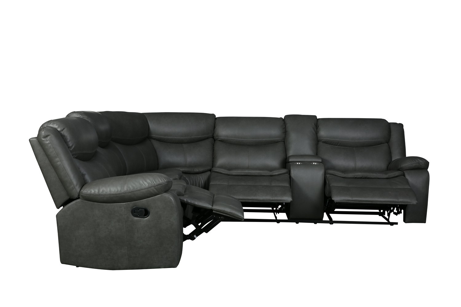 GUF 6967 Reclining Sectional - Gray, Leather Air