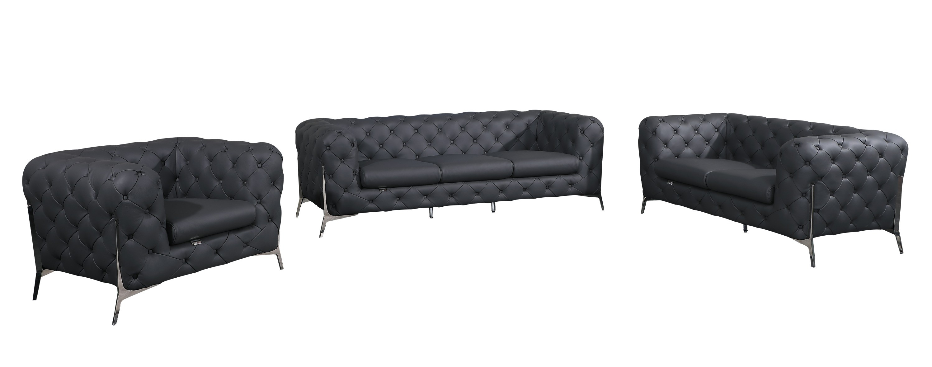 GUF 970 Sofa Set - Dark Gray, Genuine Italian Leather