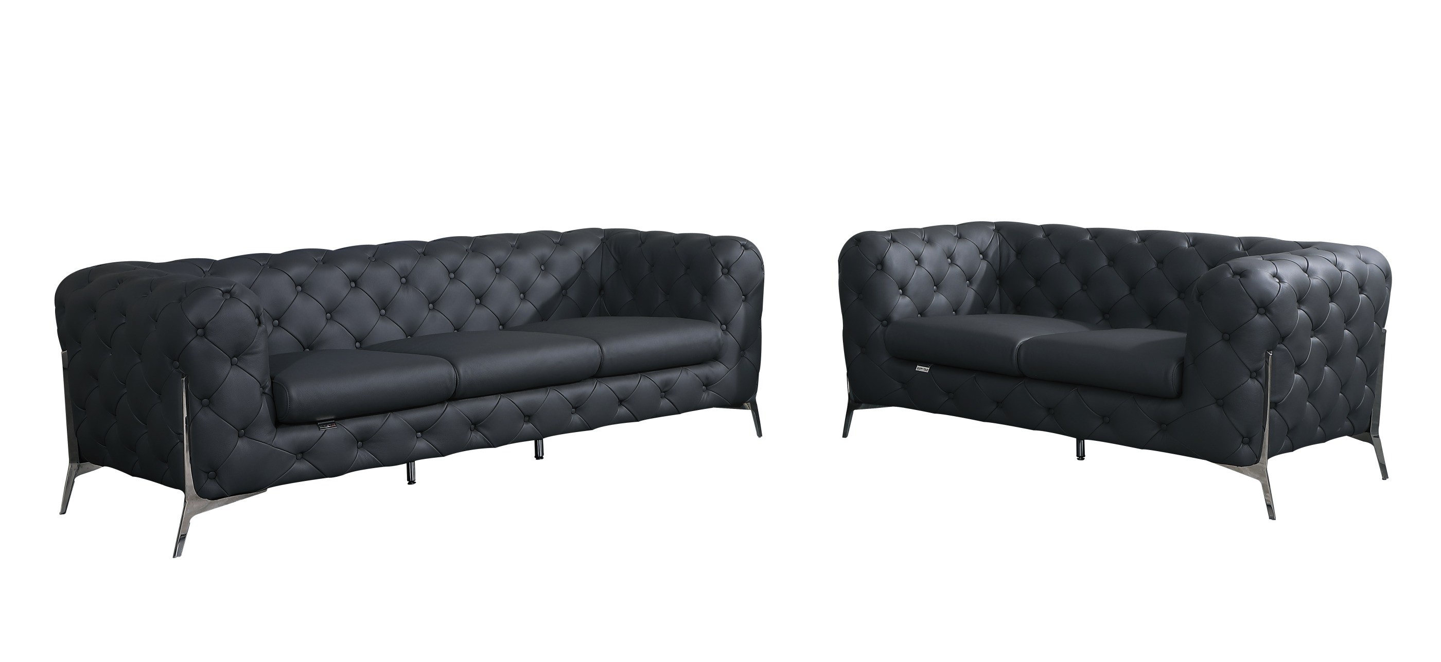 GUF 970 Sofa with Loveseat - Dark Gray, Genuine Italian Leather
