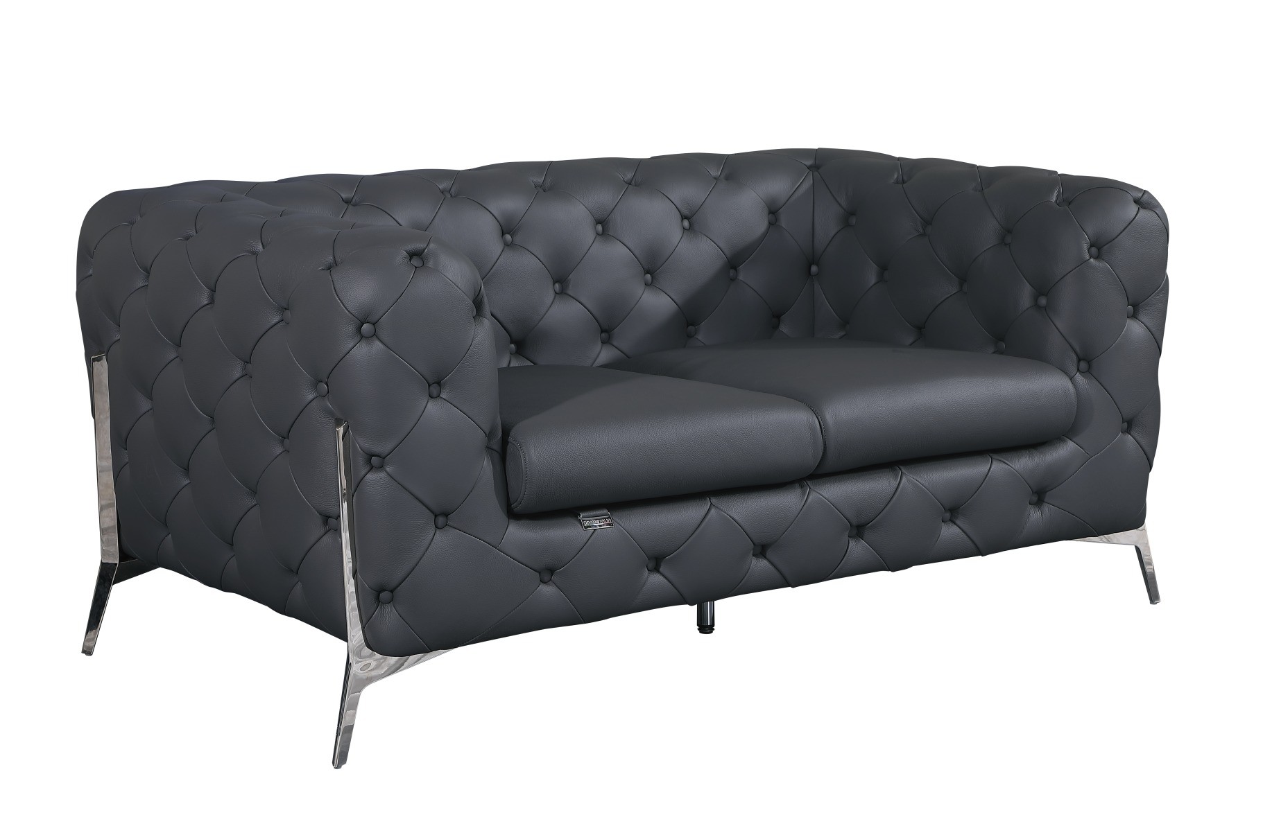 GUF 970 Sofa with Loveseat - Dark Gray, Genuine Italian Leather