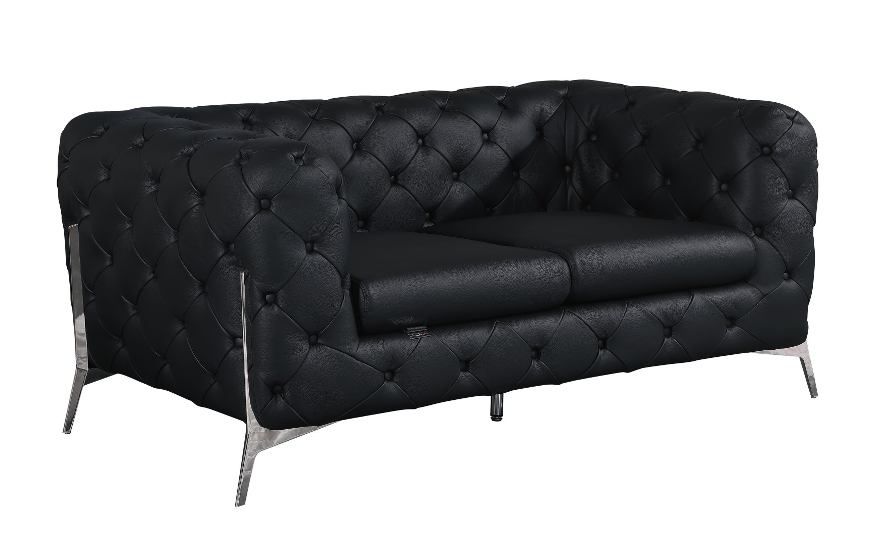 GUF 970 Sofa with Loveseat - Black, Genuine Italian Leather