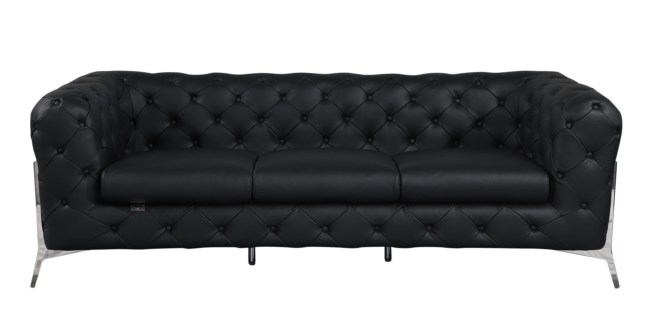 GUF 970 Sofa with Loveseat - Black, Genuine Italian Leather