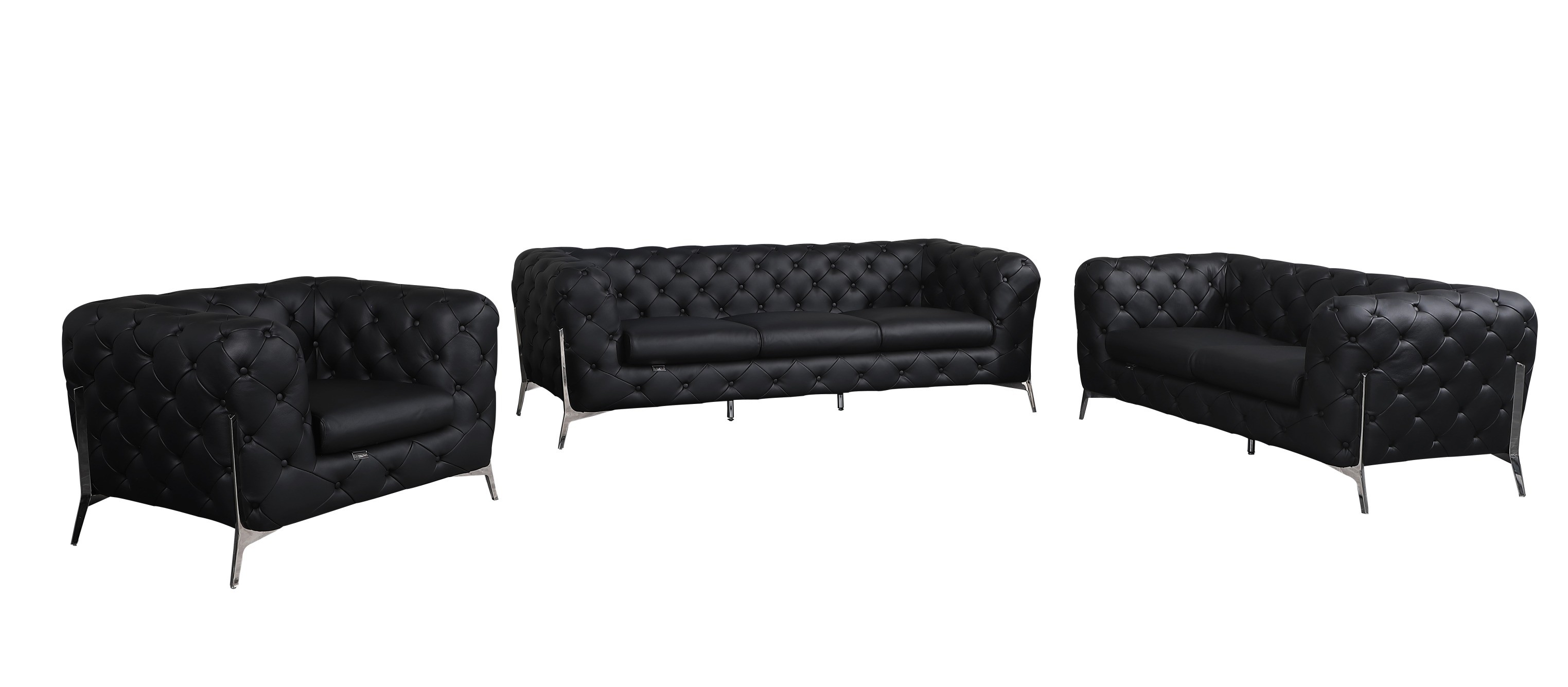 GUF 970 Sofa Set - Black, Genuine Italian Leather