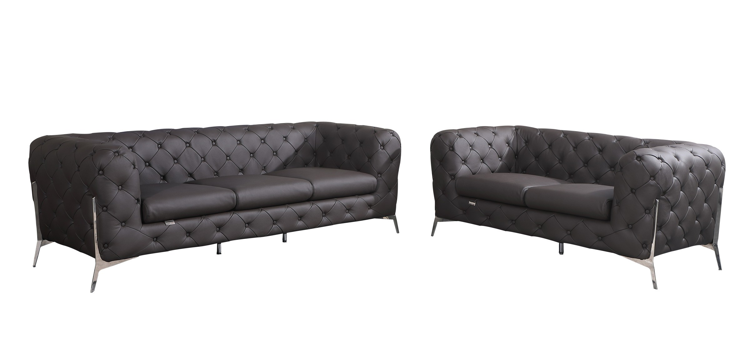 GUF 970 Sofa with Loveseat - Brown, Genuine Italian Leather