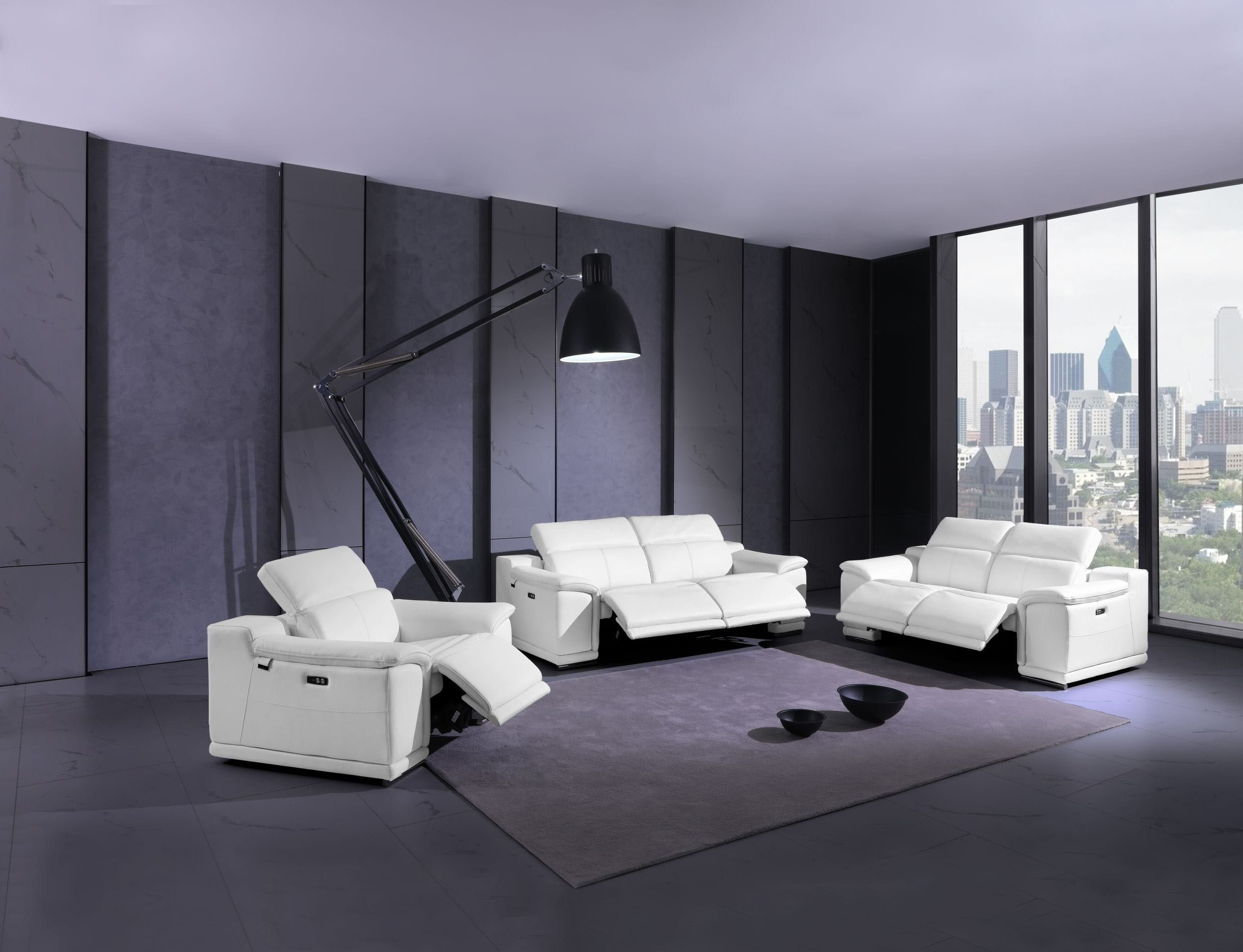 GUF 9762 Power Reclining Sofa - White, Genuine Italian Leather