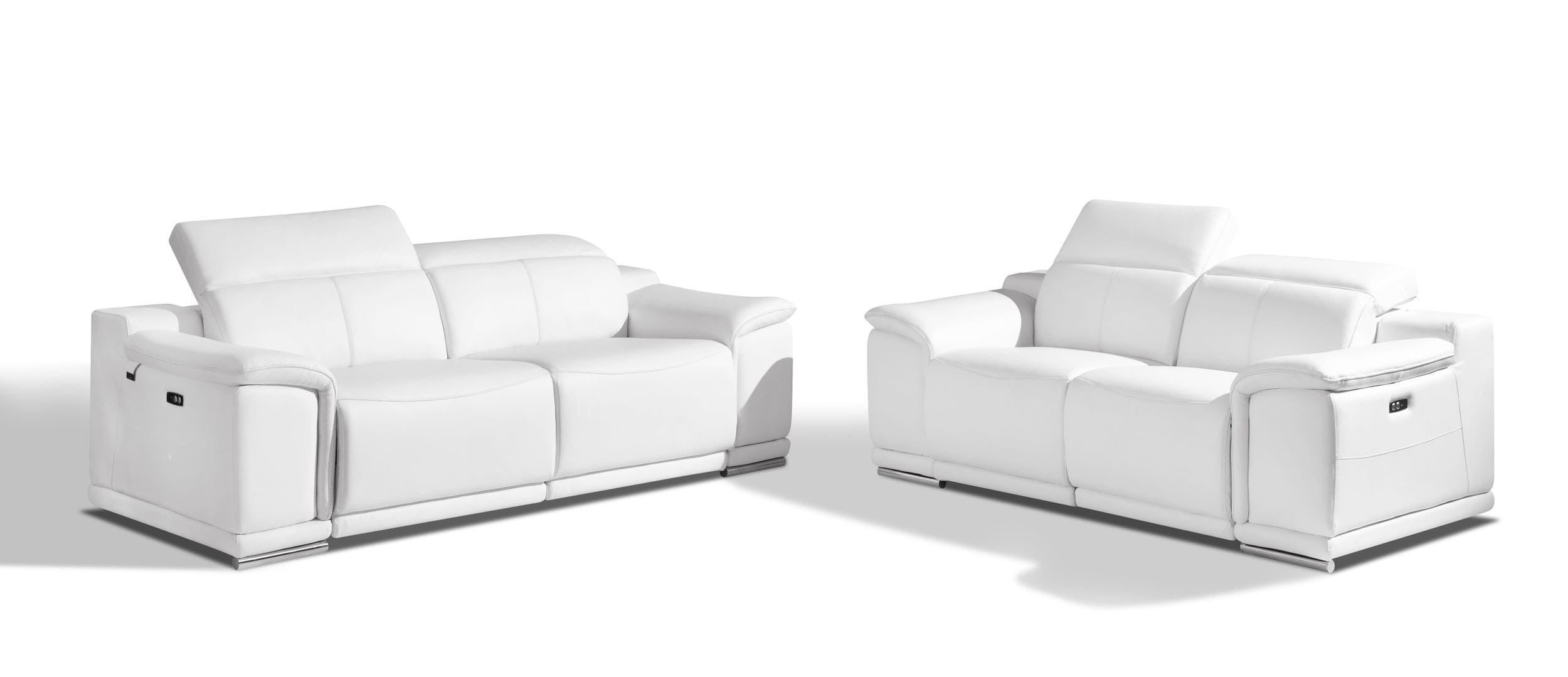 GUF 9762 Power Reclining Sofa with Loveseat - White, Genuine Italian Leather