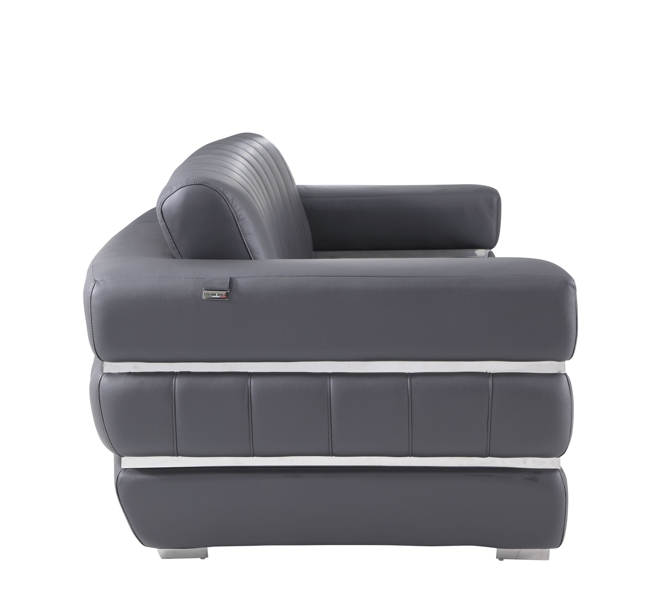 GUF 904 Sofa with Loveseat - Dark Gray, Genuine Leather