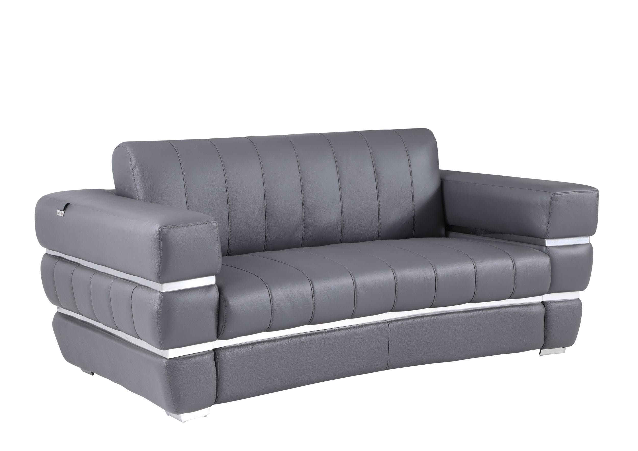 GUF 904 Sofa with Loveseat - Dark Gray, Genuine Leather