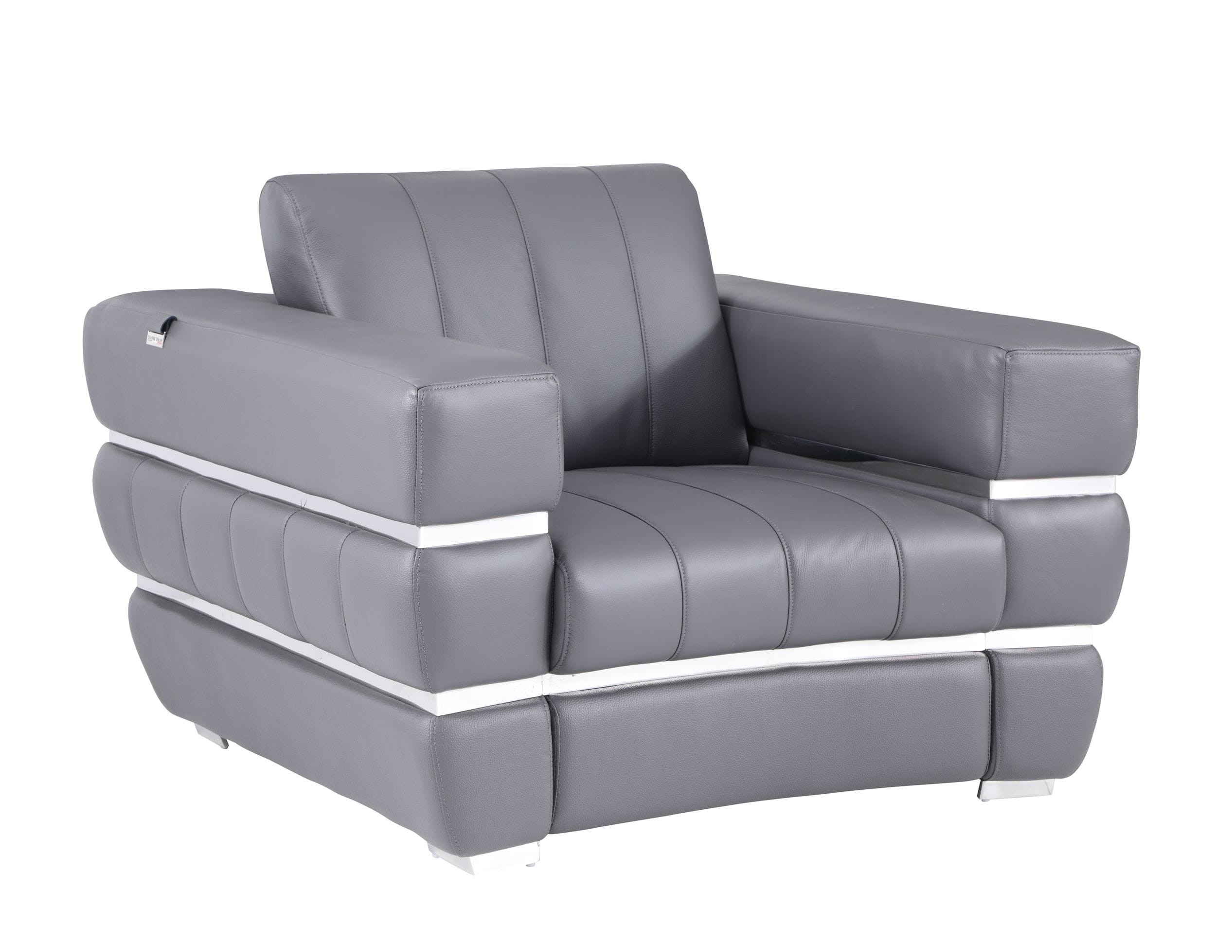 GUF 904 Sofa Set - Dark Gray, Genuine Leather