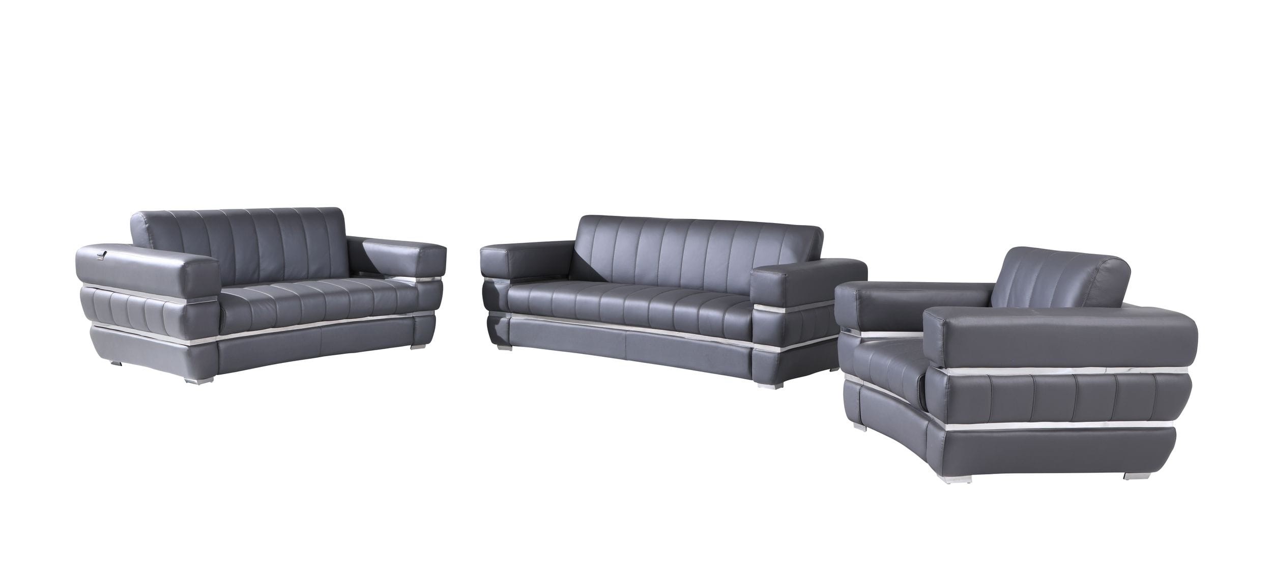 GUF 904 Sofa Set - Dark Gray, Genuine Leather