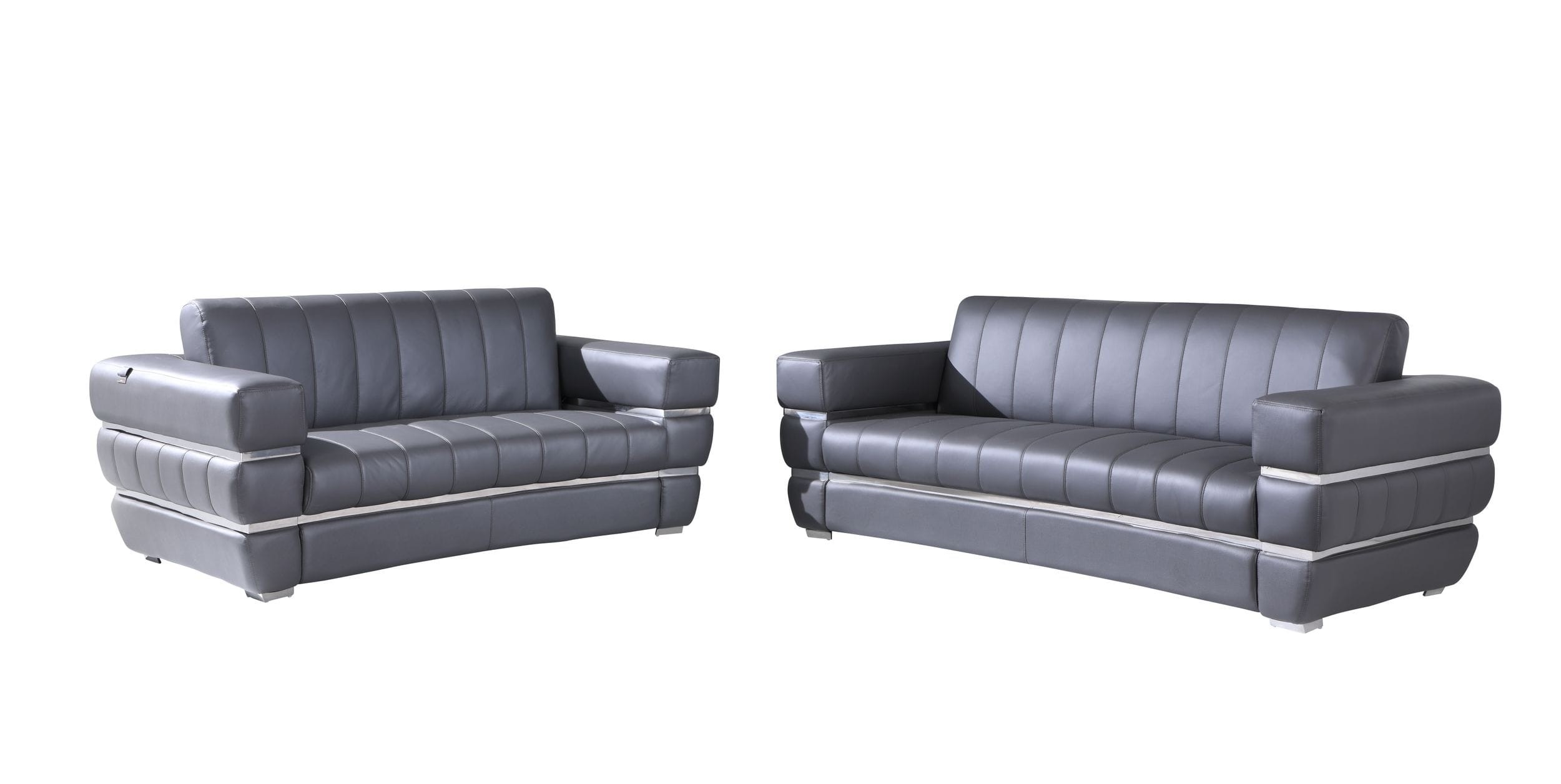 GUF 904 Sofa with Loveseat - Dark Gray, Genuine Leather
