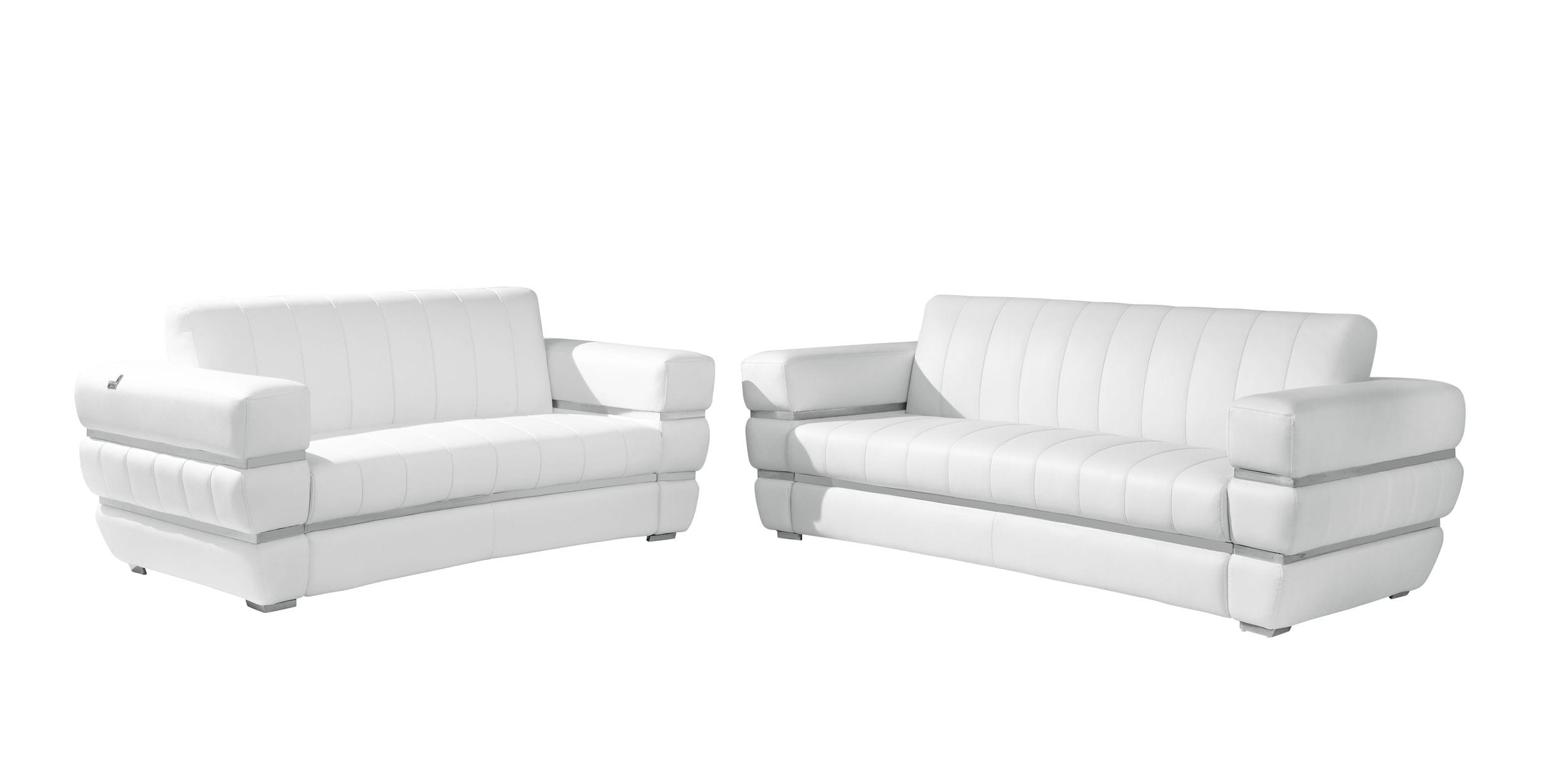 GUF 904 Sofa with Loveseat - White, Genuine Leather