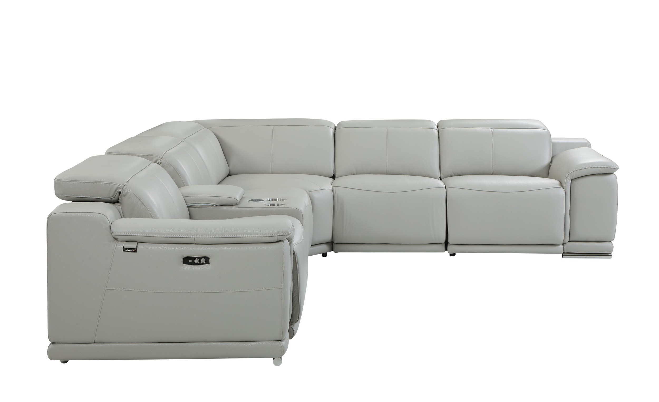 GUF 9762 3 Power Reclining 6pc Sectional with 1 Console - Gray, Genuine Italian Leather