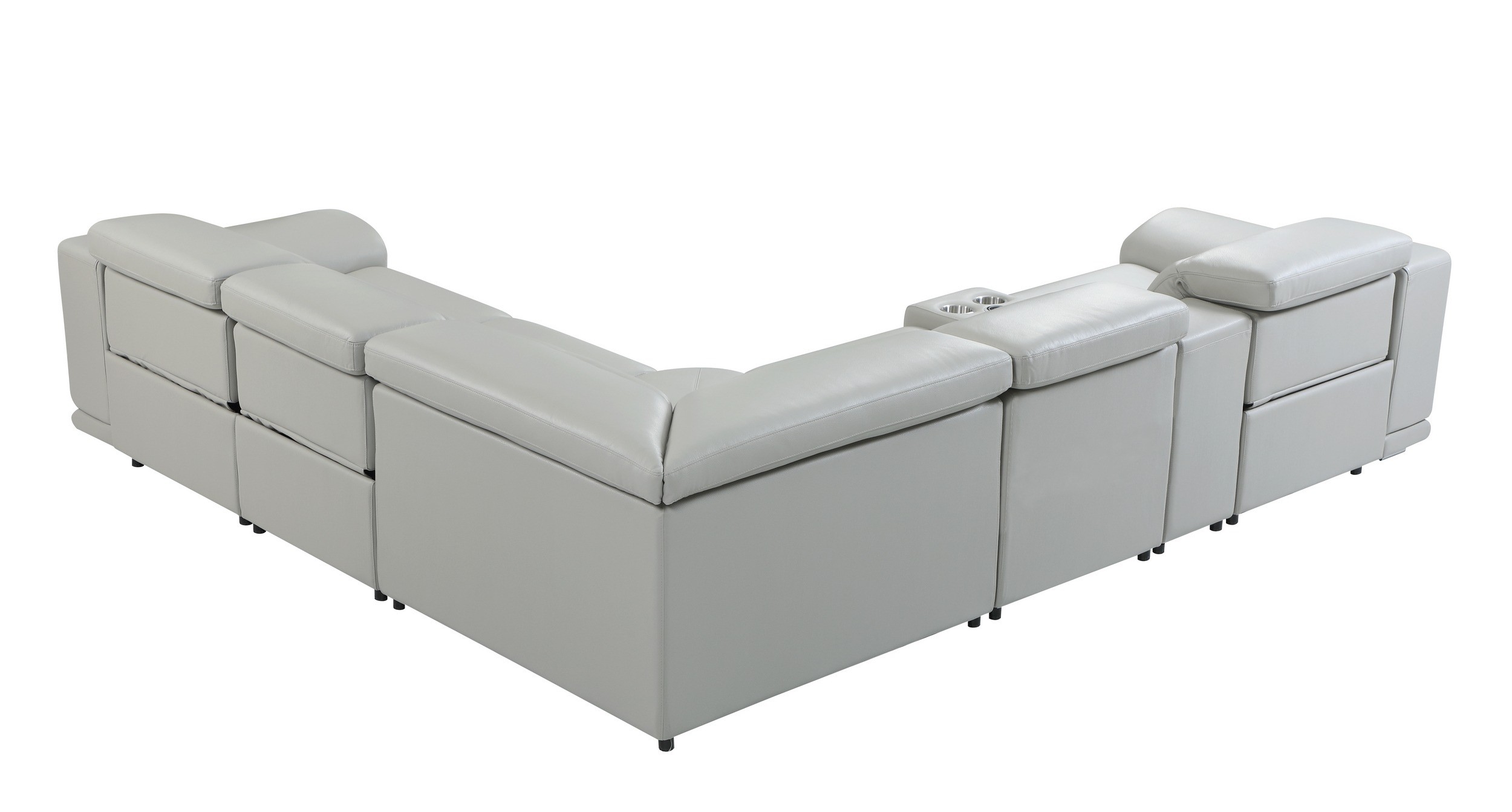 GUF 9762 3 Power Reclining 6pc Sectional with 1 Console - Gray, Genuine Italian Leather