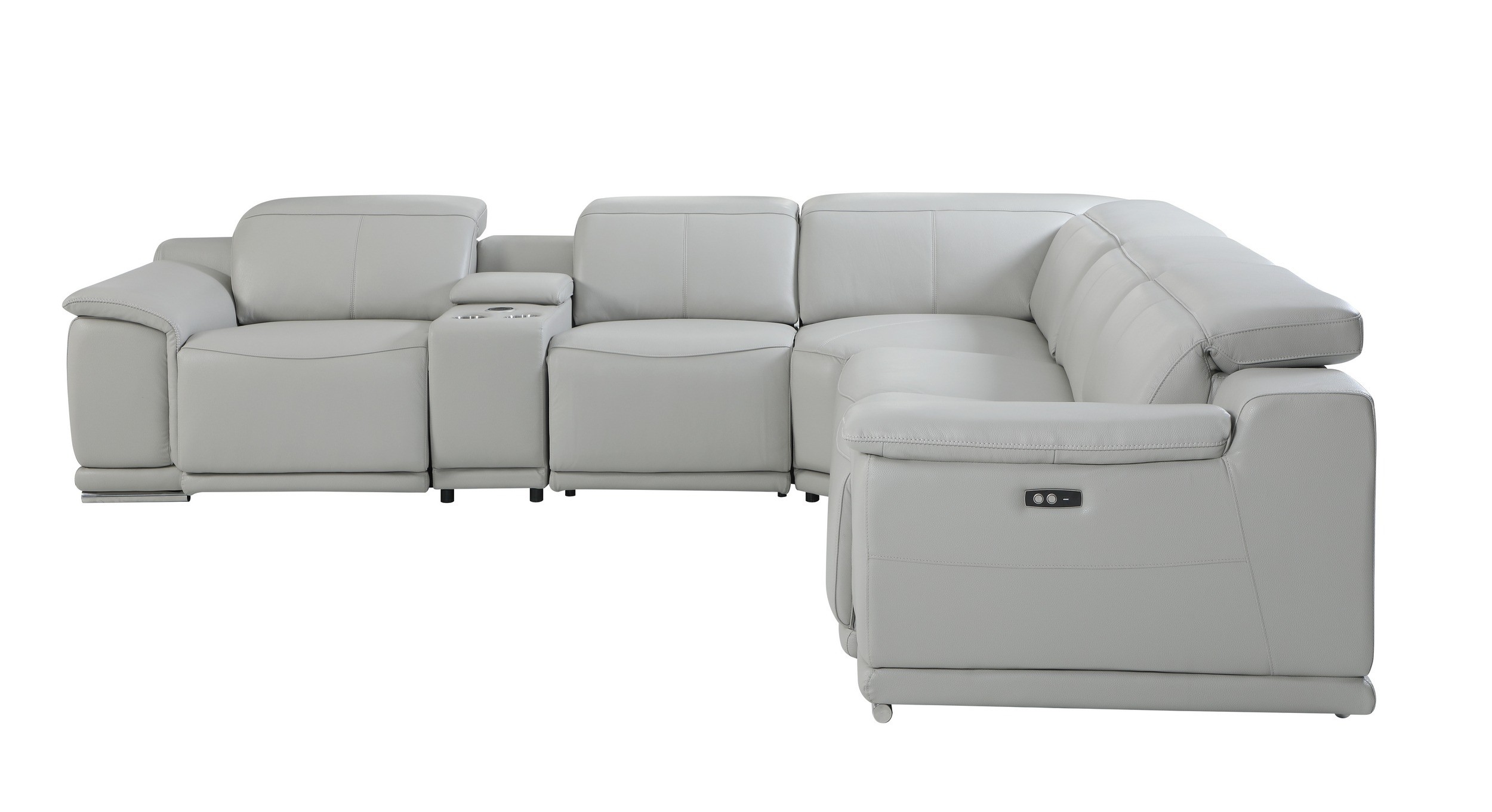 GUF 9762 3 Power Reclining 6pc Sectional with 1 Console - Gray, Genuine Italian Leather