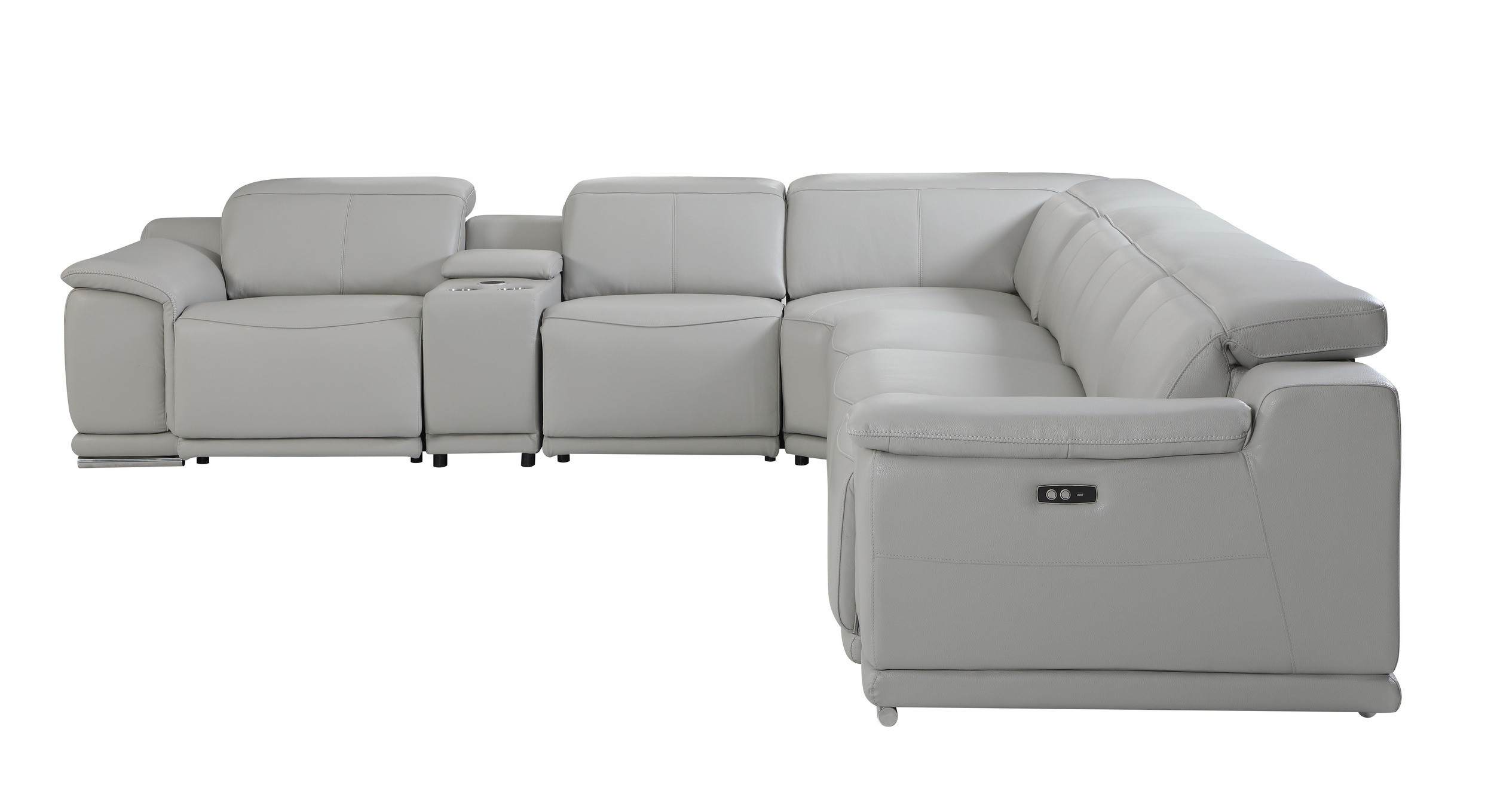 GUF 9762 3 Power Reclining 7pc Sectional with 1 Console - Gray, Genuine Italian Leather