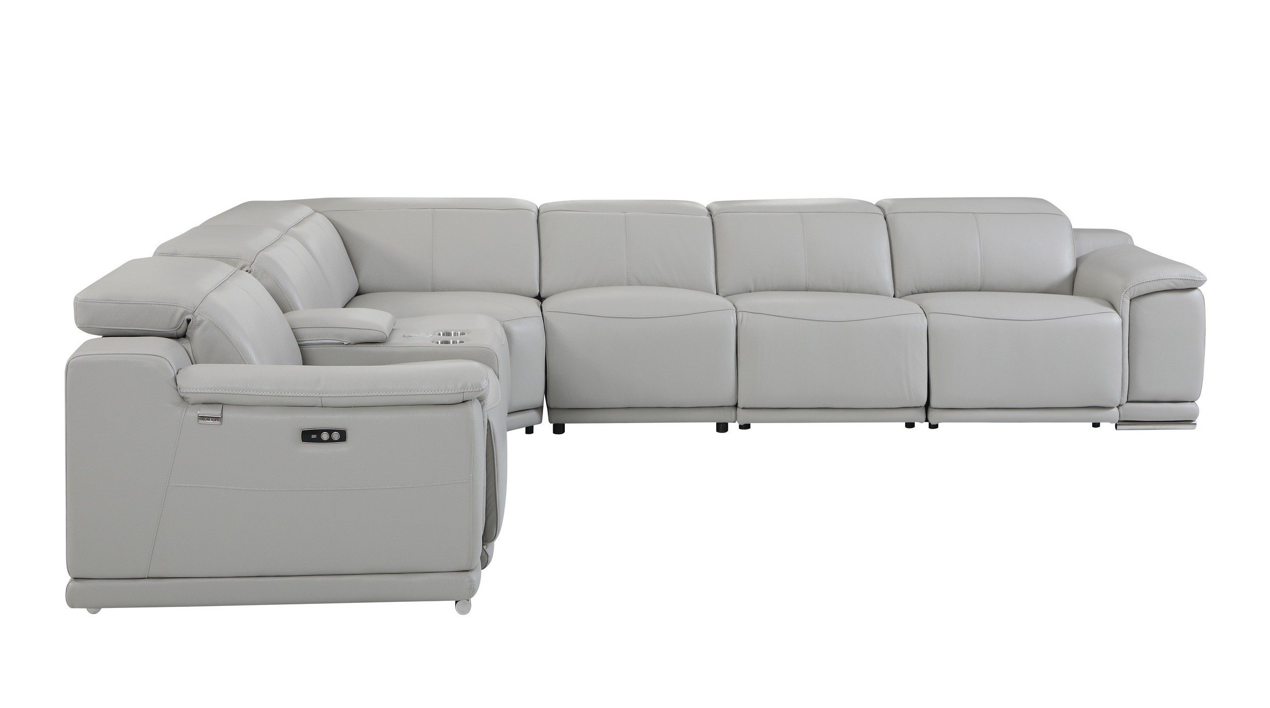GUF 9762 3 Power Reclining 7pc Sectional with 1 Console - Gray, Genuine Italian Leather