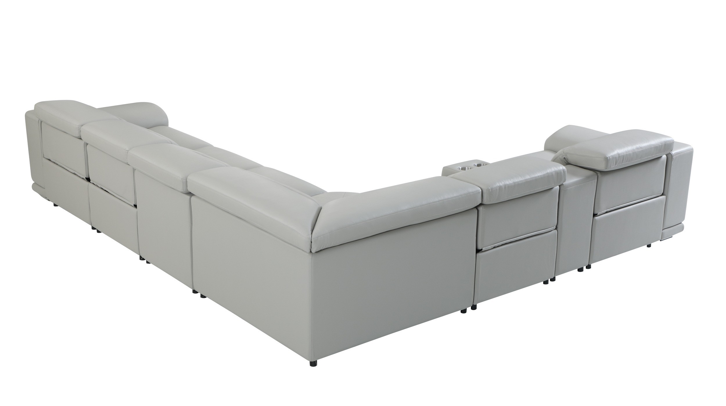 GUF 9762 4 Power Reclining 7pc Sectional with 1 Console - Gray, Genuine Italian Leather
