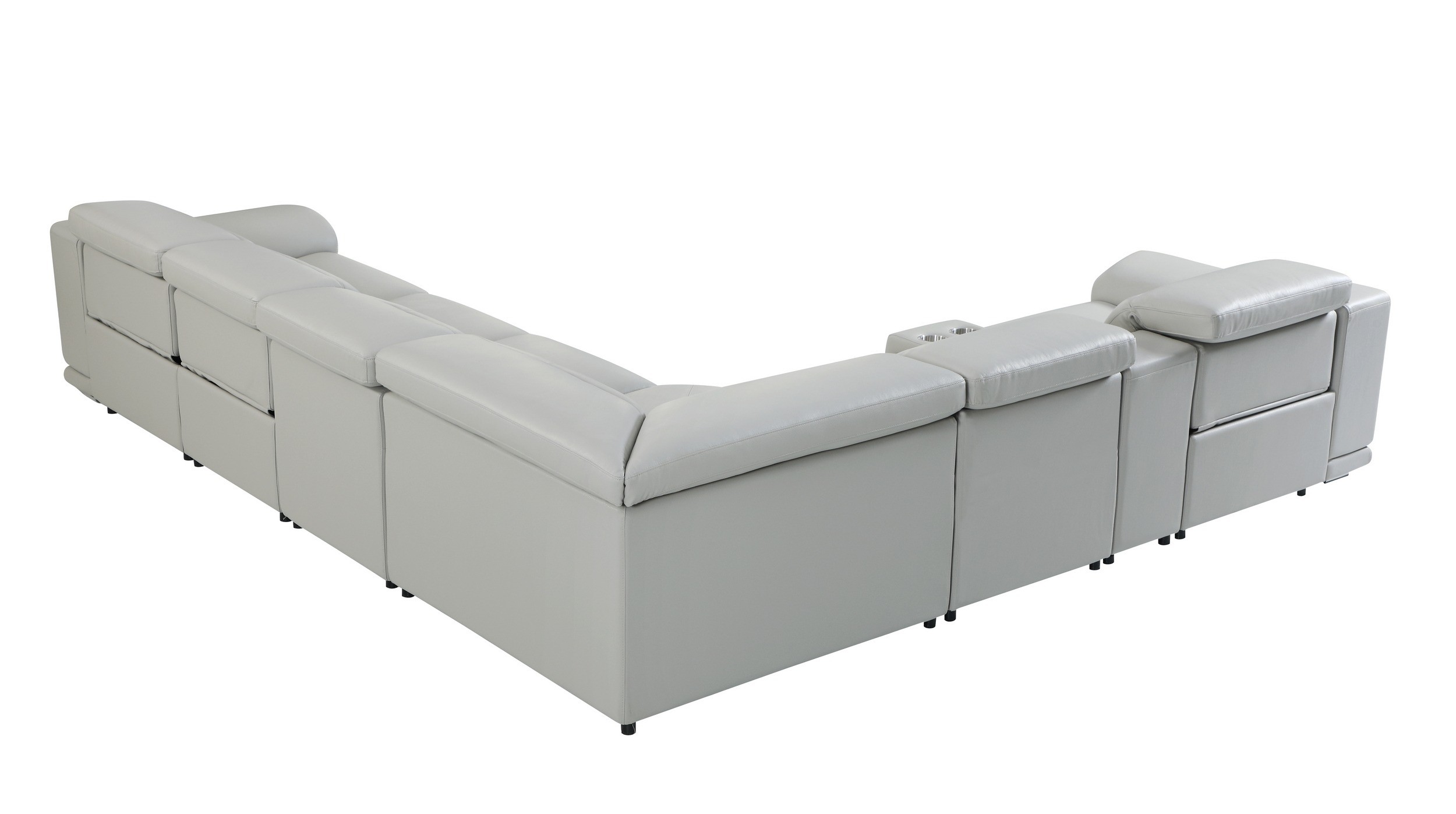 GUF 9762 3 Power Reclining 7pc Sectional with 1 Console - Gray, Genuine Italian Leather