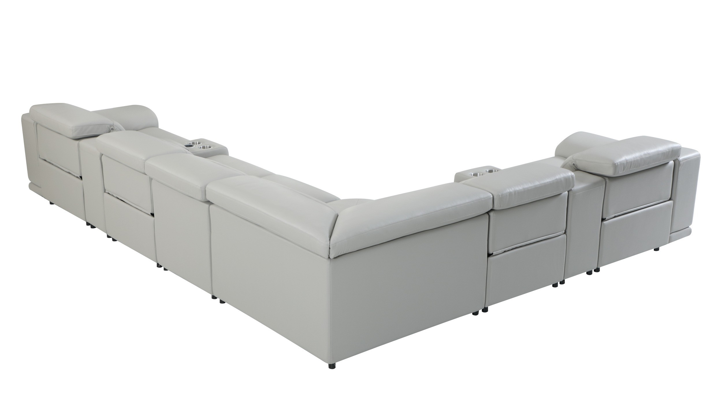 GUF 9762 4 Power Reclining 8pc Sectional with 2 Consoles - Gray, Genuine Italian Leather