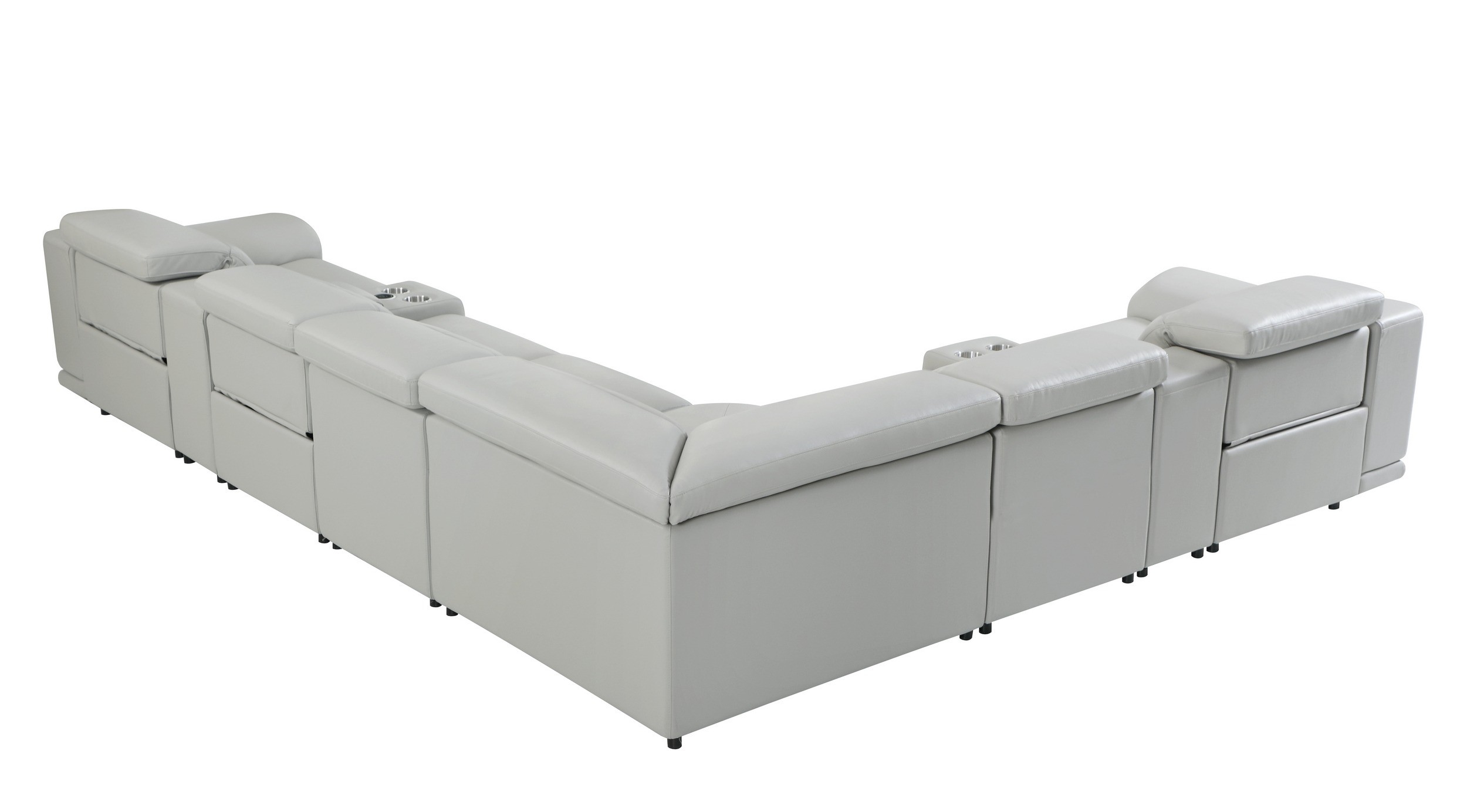 GUF 9762 3 Power Reclining 8pc Sectional with 2 Consoles - Gray, Genuine Italian Leather