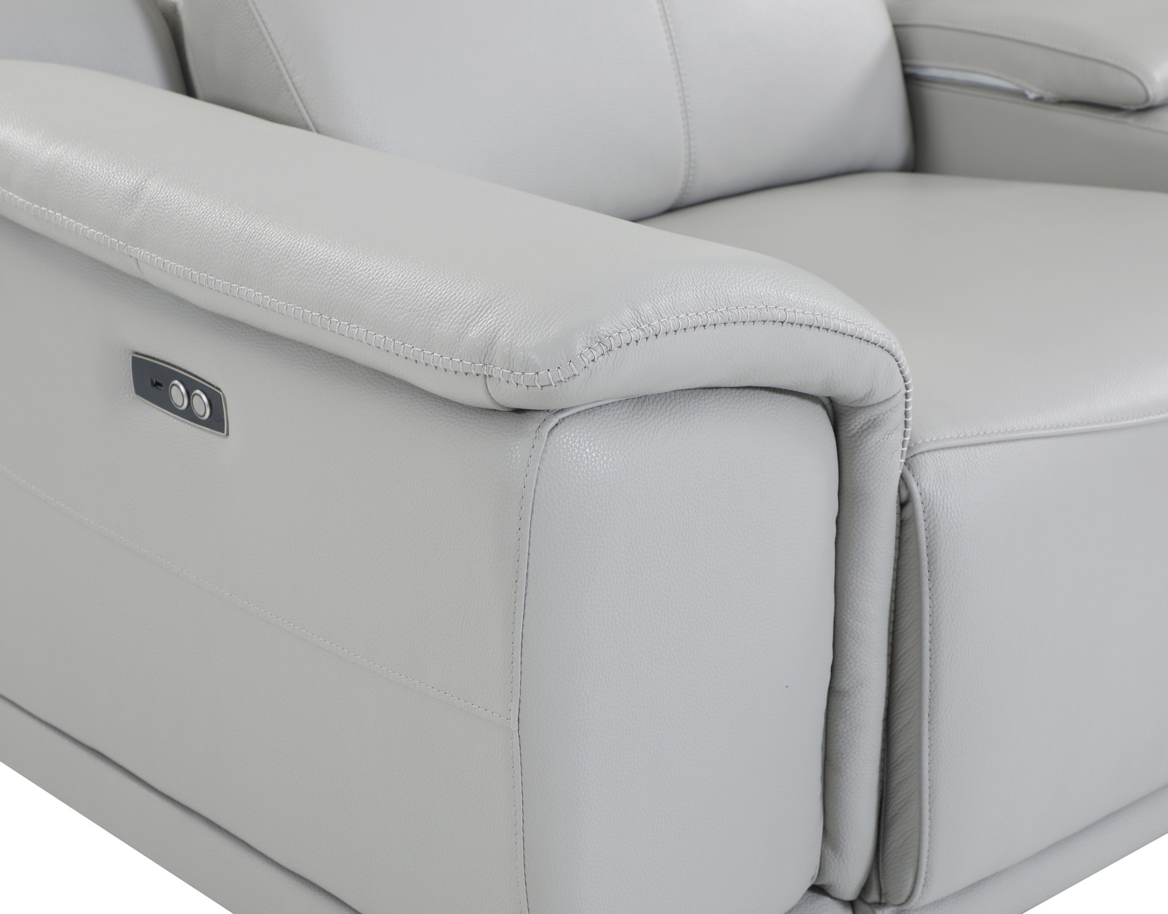 GUF 9762 3 Power Reclining 6pc Sectional with 1 Console - Gray, Genuine Italian Leather