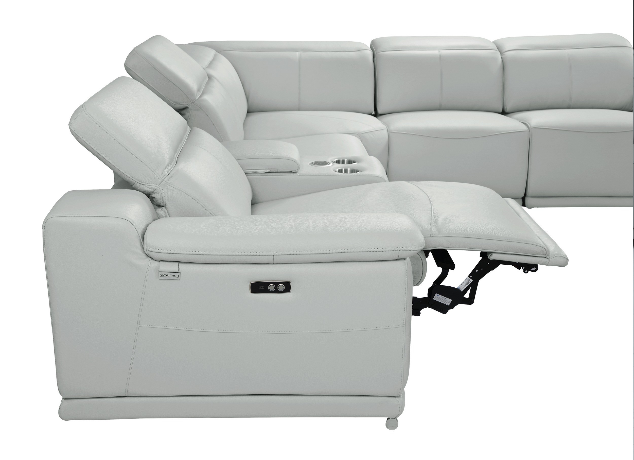 GUF 9762 3 Power Reclining 6pc Sectional with 1 Console - Gray, Genuine Italian Leather