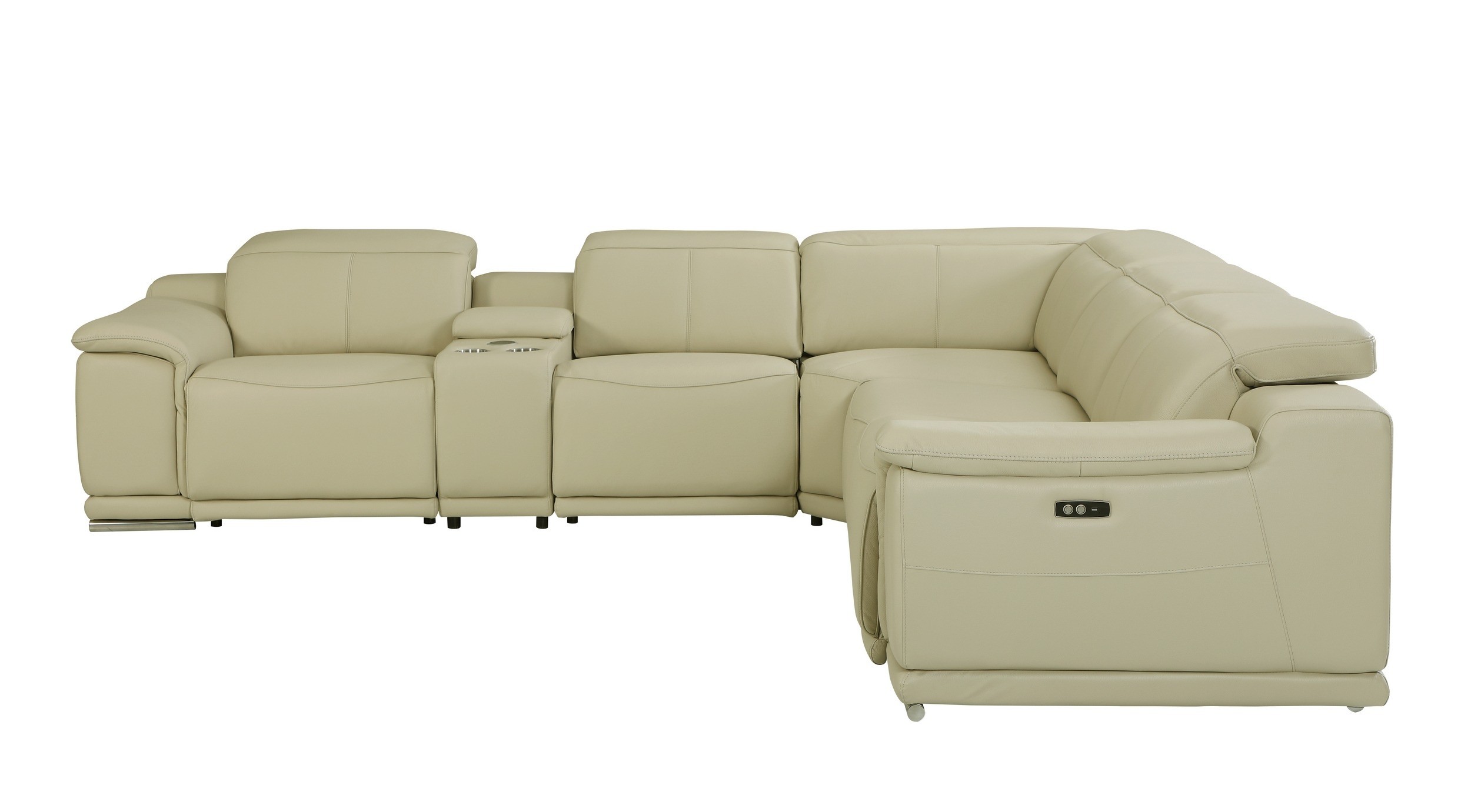 GUF 9762 3 Power Reclining 6pc Sectional with 1 Console - Beige, Genuine Italian Leather