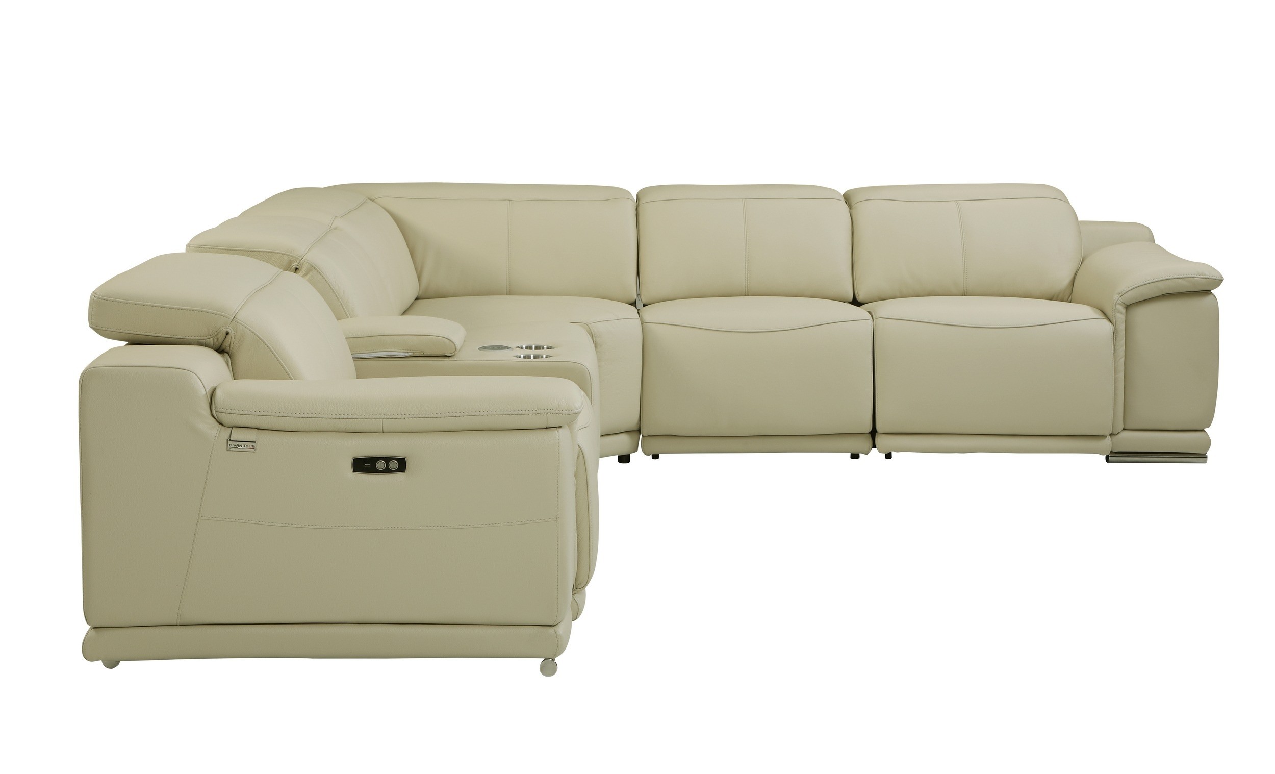 GUF 9762 3 Power Reclining 6pc Sectional with 1 Console - Beige, Genuine Italian Leather