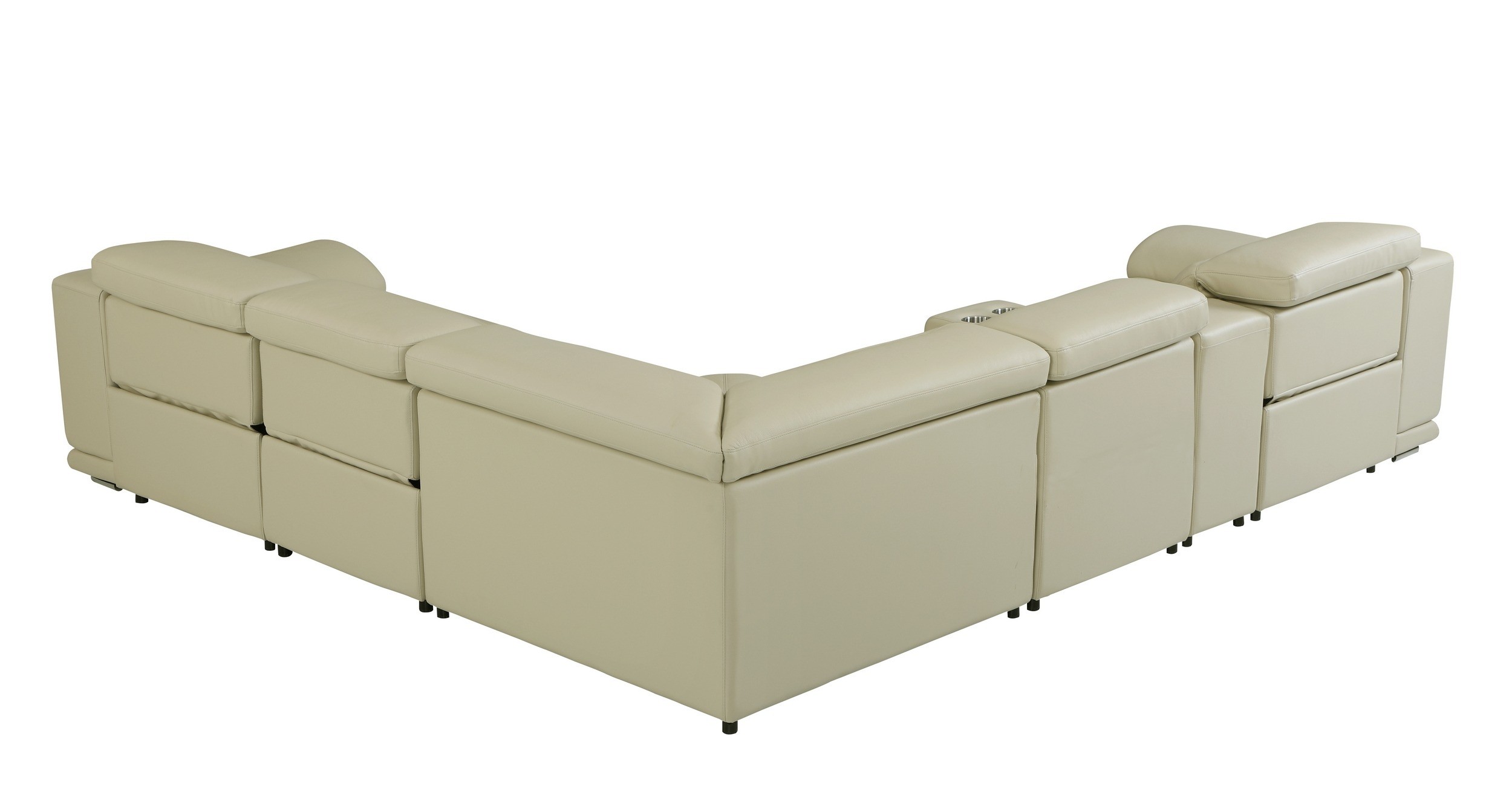 GUF 9762 3 Power Reclining 6pc Sectional with 1 Console - Beige, Genuine Italian Leather