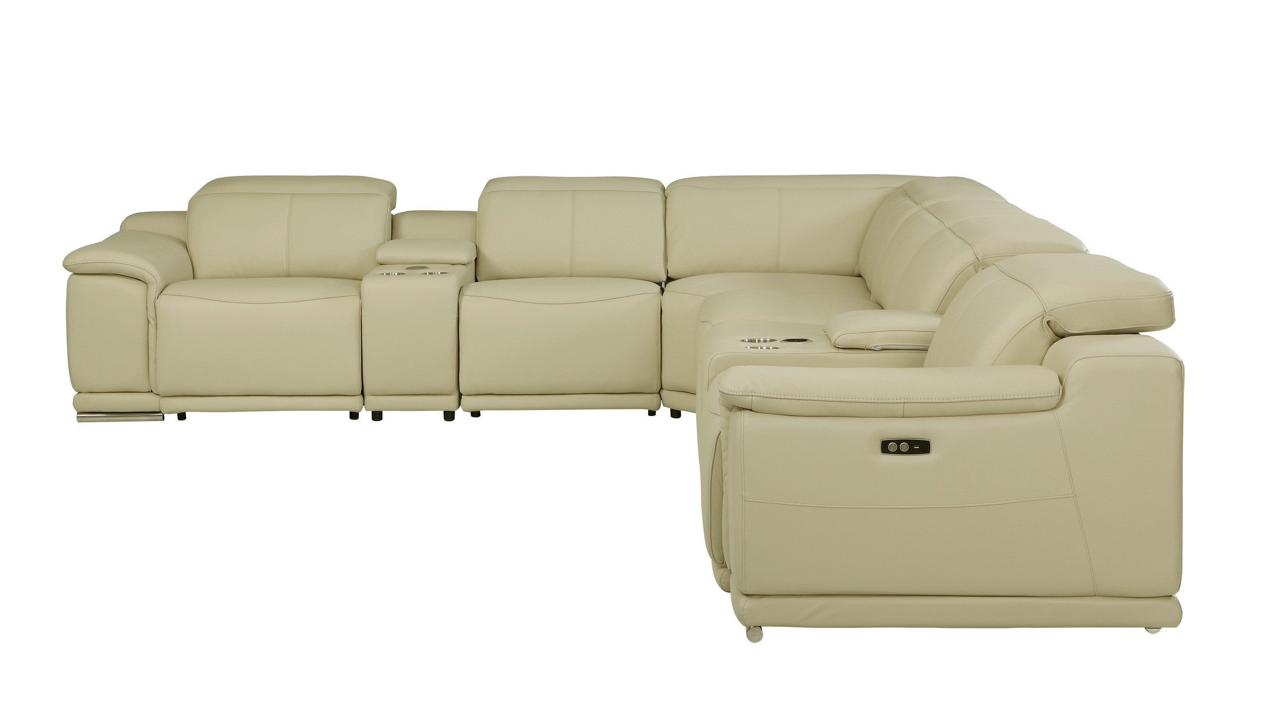 GUF 9762 4 Power Reclining 8pc Sectional with 2 Consoles - Beige, Genuine Italian Leather