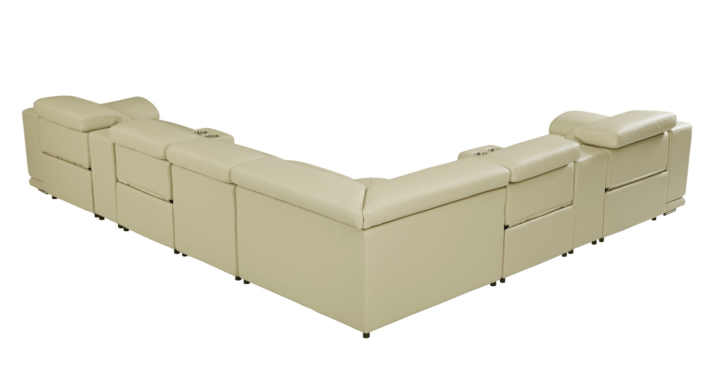 GUF 9762 4 Power Reclining 8pc Sectional with 2 Consoles - Beige, Genuine Italian Leather