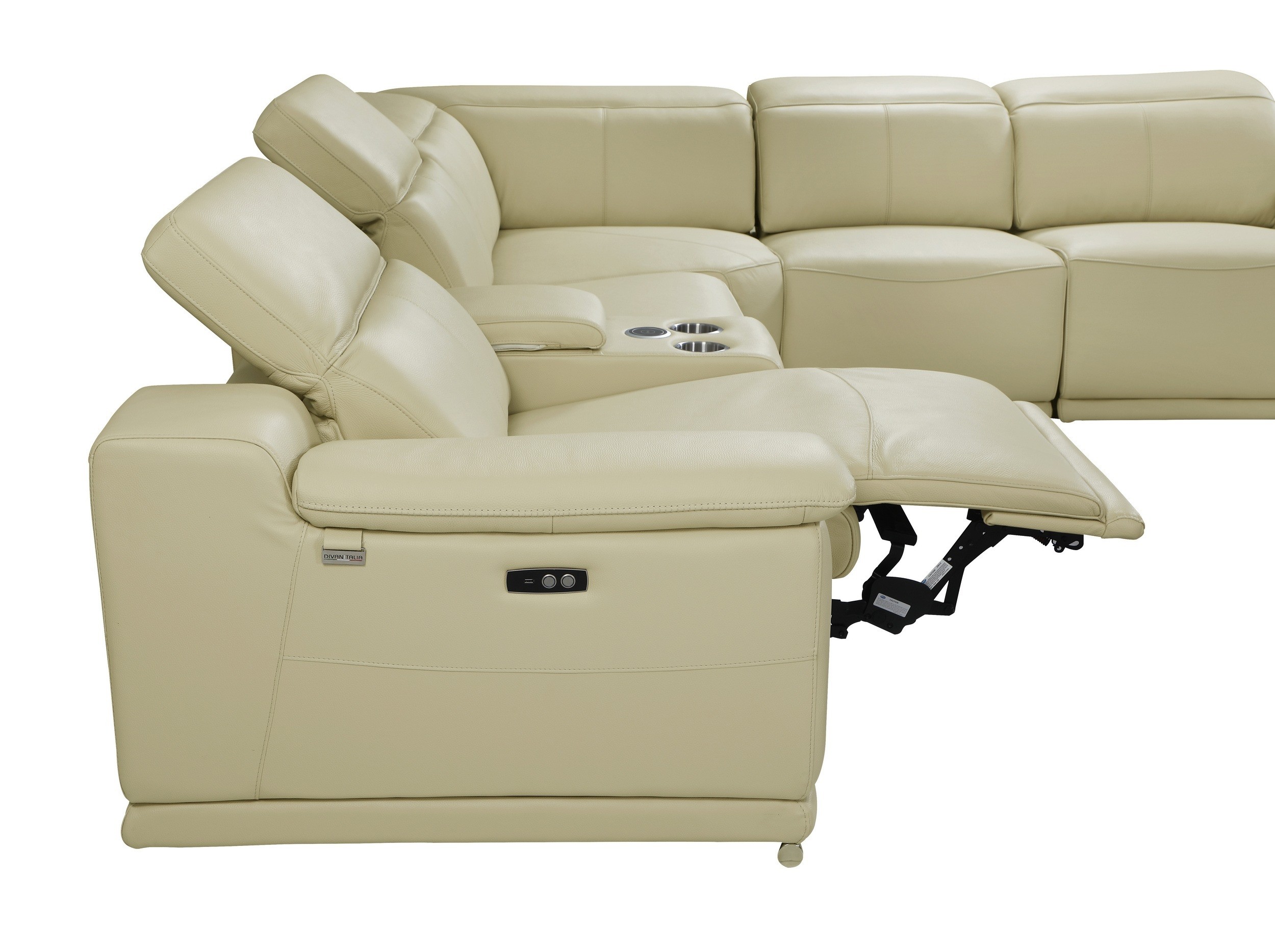 GUF 9762 3 Power Reclining 6pc Sectional with 1 Console - Beige, Genuine Italian Leather