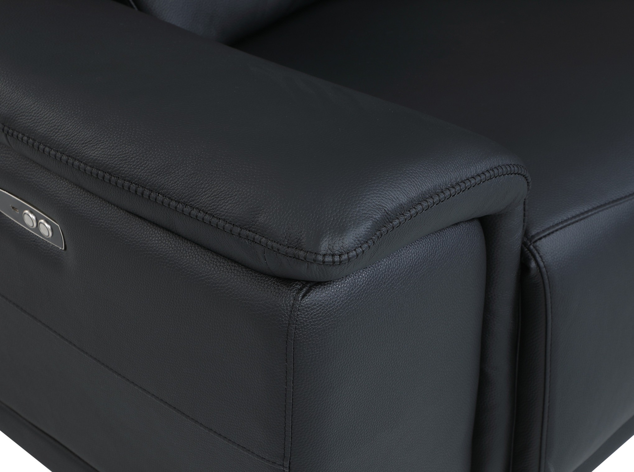 GUF 9762 3 Power Reclining 6pc Sectional with 1 Console - Black, Genuine Italian Leather