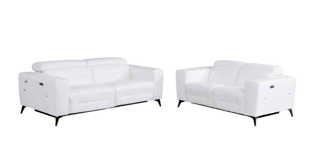 GUF 989 Power Reclining Sofa with Loveseat - White, Genuine Italian Leather