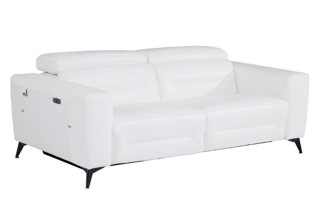 GUF 989 Power Reclining Sofa with Loveseat - White, Genuine Italian Leather