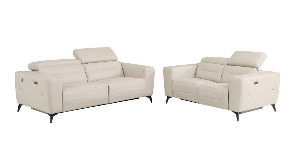 GUF 989 Reclining Sofa with Loveseat - Beige, Genuine Italian Leather