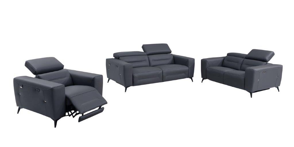 GUF 989 Power Reclining Sofa Set - Dark Gray, Leather