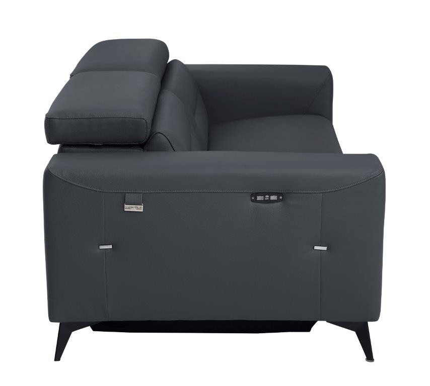 GUF 989 Reclining Sofa with Loveseat - Dark Gray, Leather