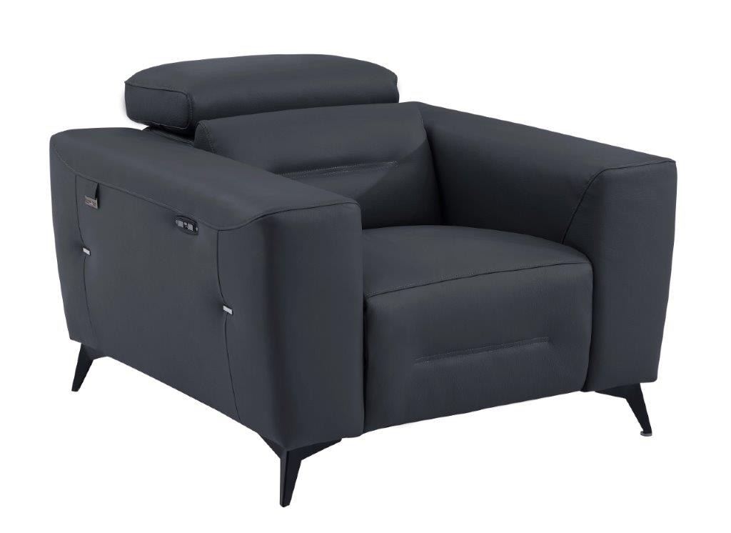 GUF 989 Power Reclining Sofa Set - Dark Gray, Leather