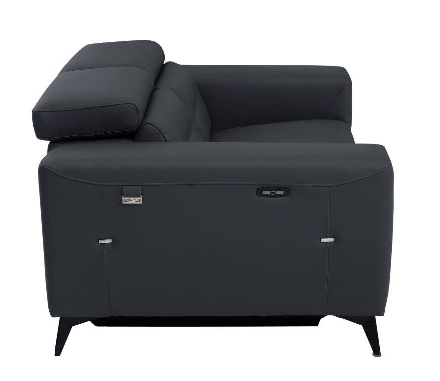 GUF 989 Power Reclining Loveseat - Dark Gray, Leather
