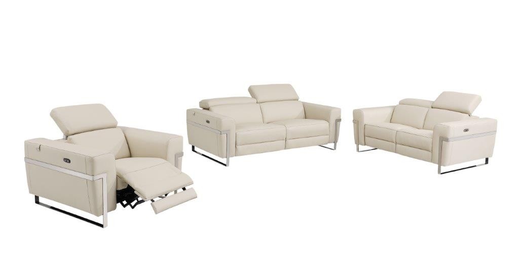 GUF 990 Power Reclining Sofa Set - Beige, Genuine Italian Leather