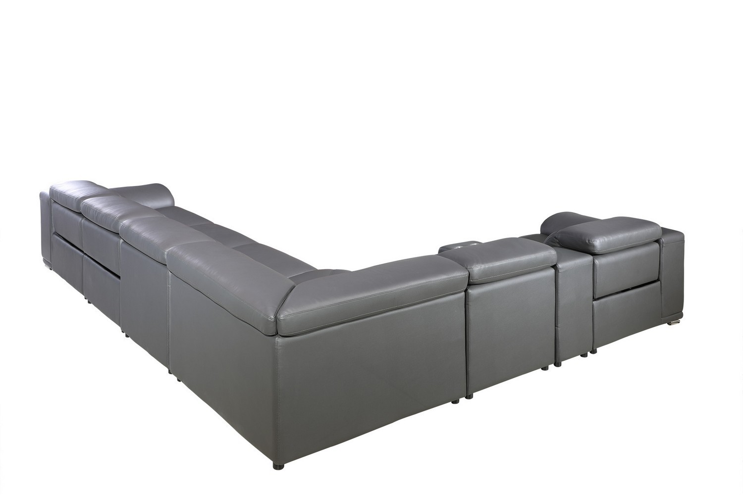 GUF 9762 3 Power Reclining 8pc Sectional with 2 Console - Dark Gray, Genuine Italian Leather
