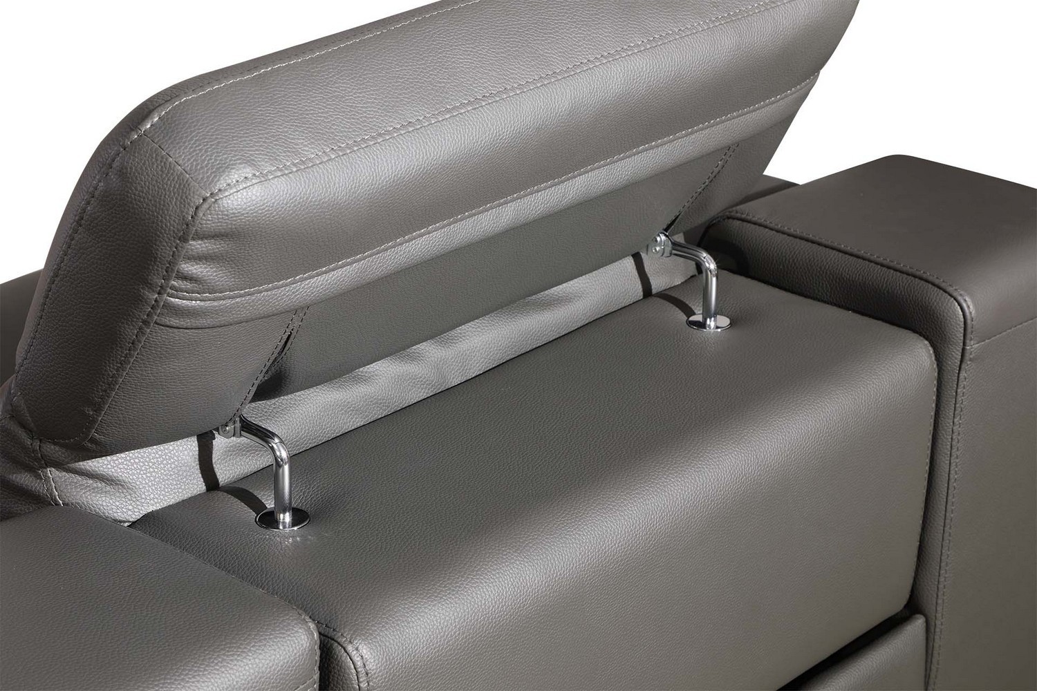 GUF 9762 3 Power Reclining 6pc Sectional with 1 Console - Dark Gray, Genuine Italian Leather