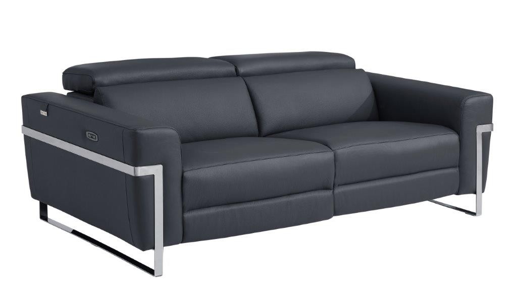 GUF 990 Reclining Sofa with Loveseat - Dark Gray, Leather