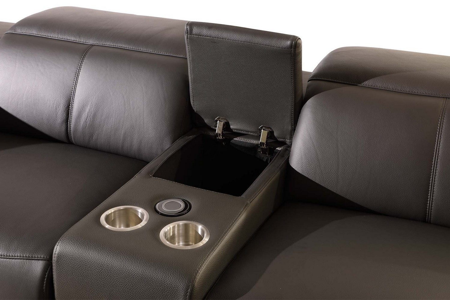 GUF 9762 3 Power Reclining 6pc Sectional with 1 Console - Dark Gray, Genuine Italian Leather