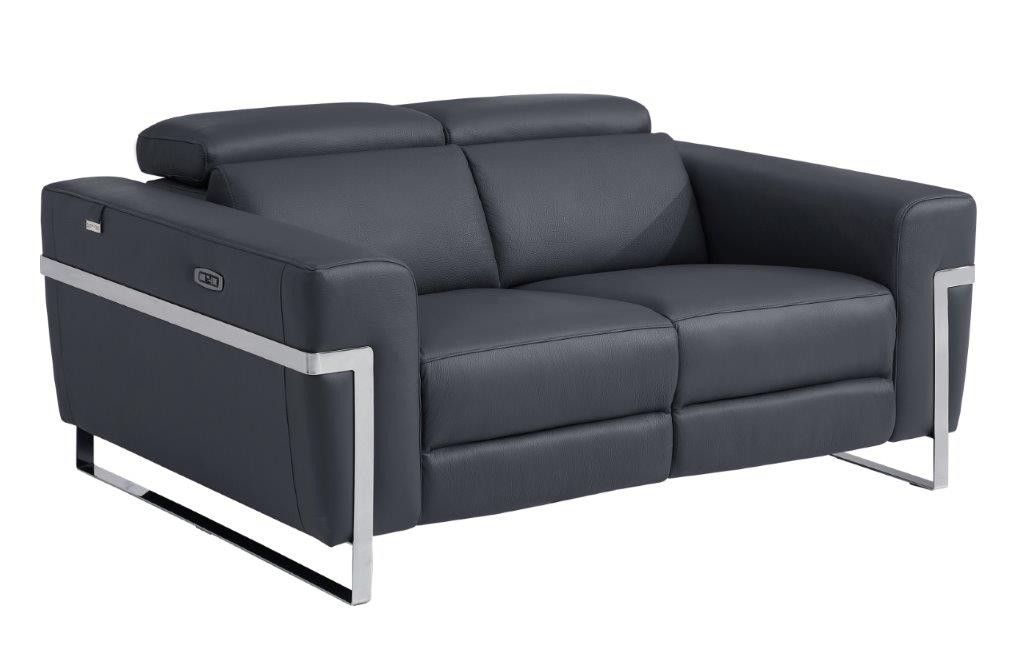 GUF 990 Reclining Sofa with Loveseat - Dark Gray, Leather