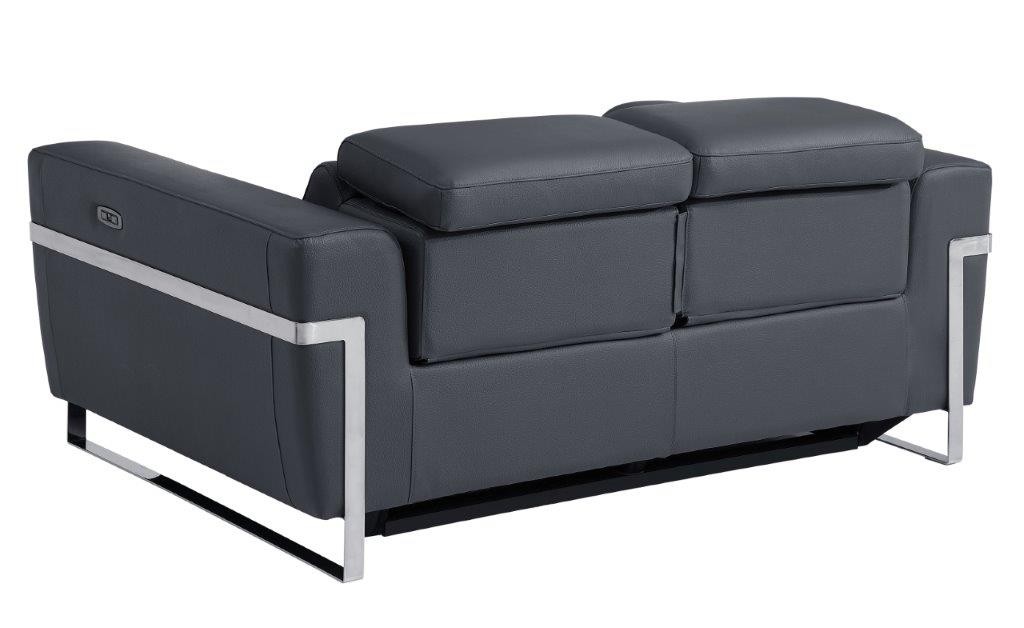 GUF 990 Power Reclining Loveseat - Dark Gray, Genuine Italian Leather