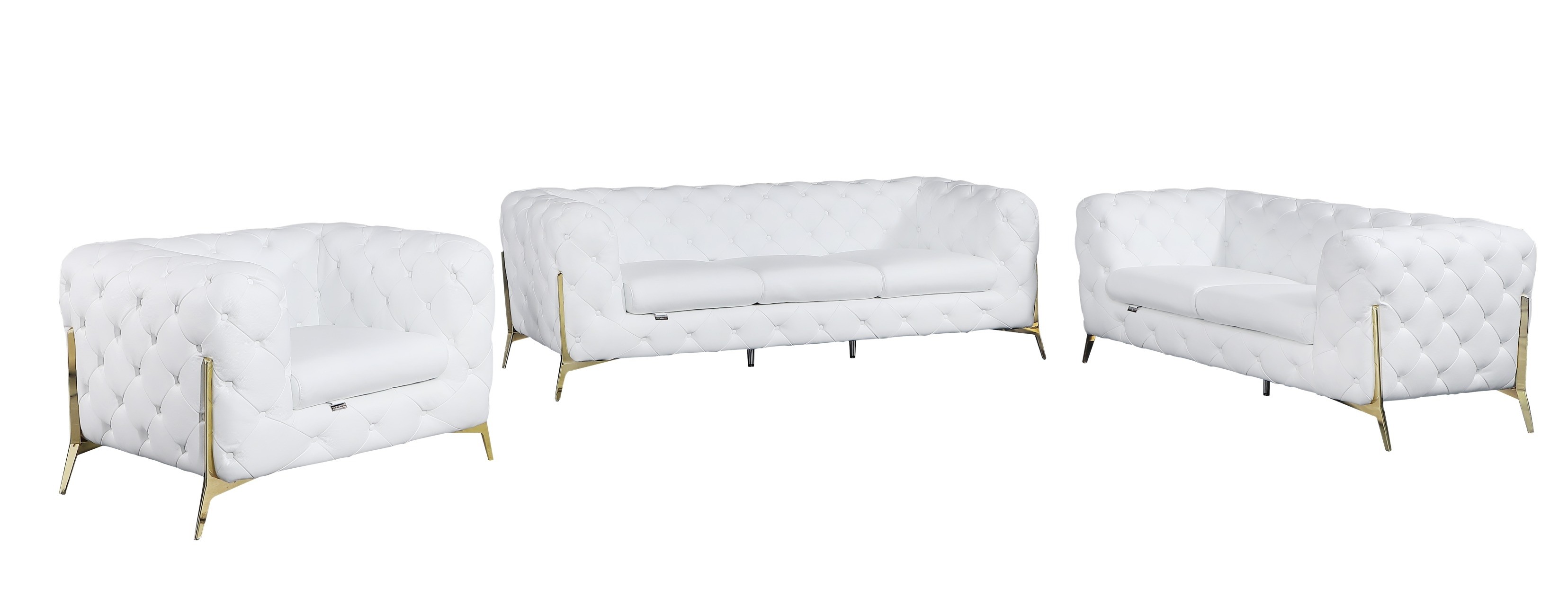 GUF 970 Sofa Set - White, Genuine Italian Leather