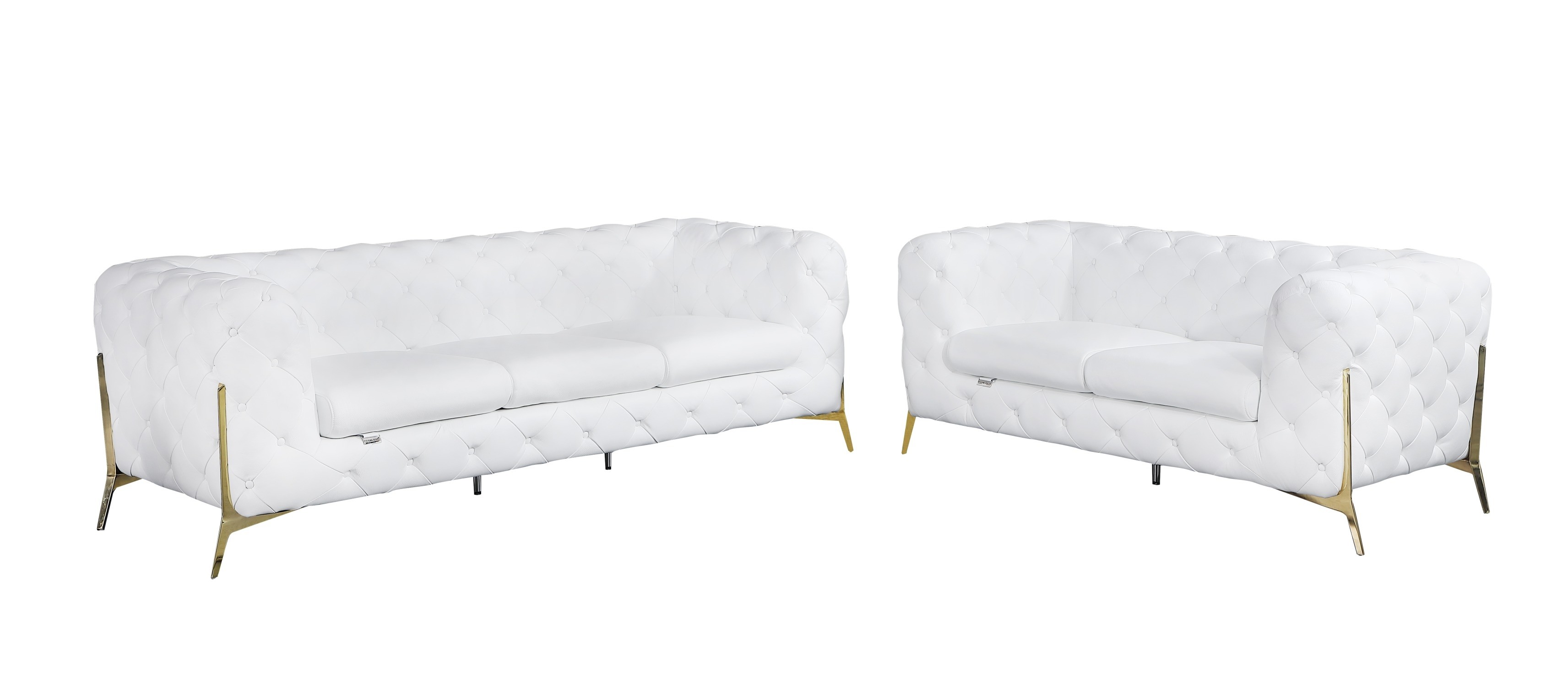 GUF 970 Sofa with Loveseat - White, Genuine Italian Leather